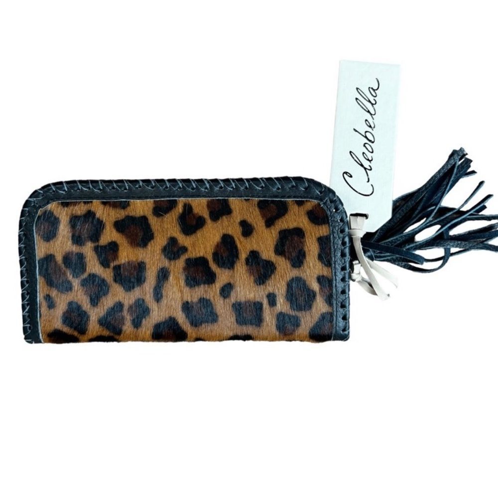 Cleobella Bruna Leopard Print Zip Wallet
